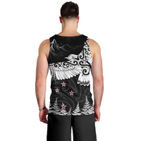 New Zealand Kea Bird Men Tank Top Maori Tattoo and Silver Fern Black Color LT03 - Polynesian Pride