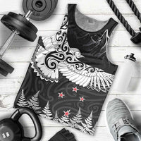 New Zealand Kea Bird Men Tank Top Maori Tattoo and Silver Fern Black Color LT03 - Polynesian Pride