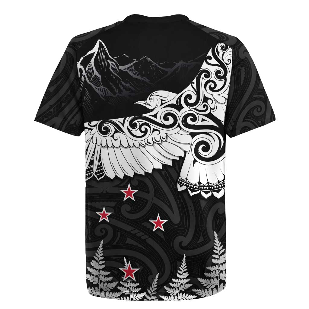 New Zealand Kea Bird Rugby Jersey Maori Tattoo and Silver Fern Black Color LT03 - Polynesian Pride