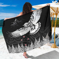 New Zealand Kea Bird Sarong Maori Tattoo and Silver Fern Black Color LT03 One Size 44 x 66 inches Black - Polynesian Pride
