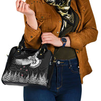 New Zealand Kea Bird Shoulder Handbag Maori Tattoo and Silver Fern Black Color LT03 - Polynesian Pride