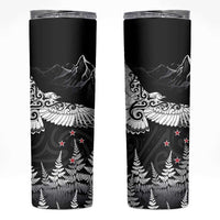New Zealand Kea Bird Skinny Tumbler Maori Tattoo and Silver Fern Black Color LT03 Black - Polynesian Pride
