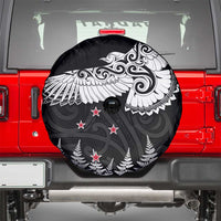 New Zealand Kea Bird Spare Tire Cover Maori Tattoo and Silver Fern Black Color LT03 - Polynesian Pride