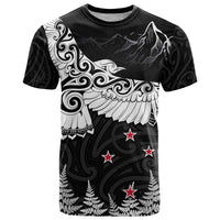New Zealand Kea Bird T Shirt Maori Tattoo and Silver Fern Black Color LT03 Black - Polynesian Pride