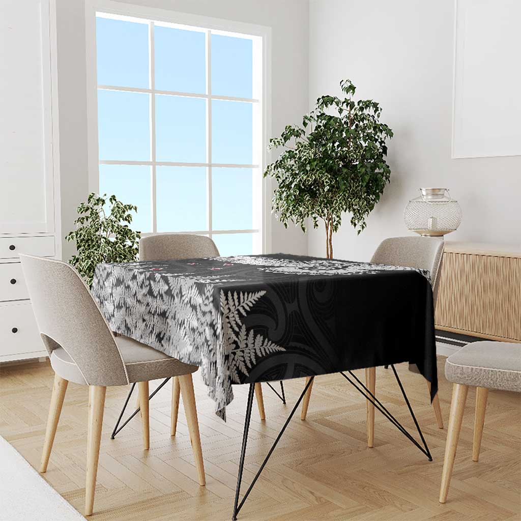 New Zealand Kea Bird Tablecloth Maori Tattoo and Silver Fern Black Color LT03 - Polynesian Pride
