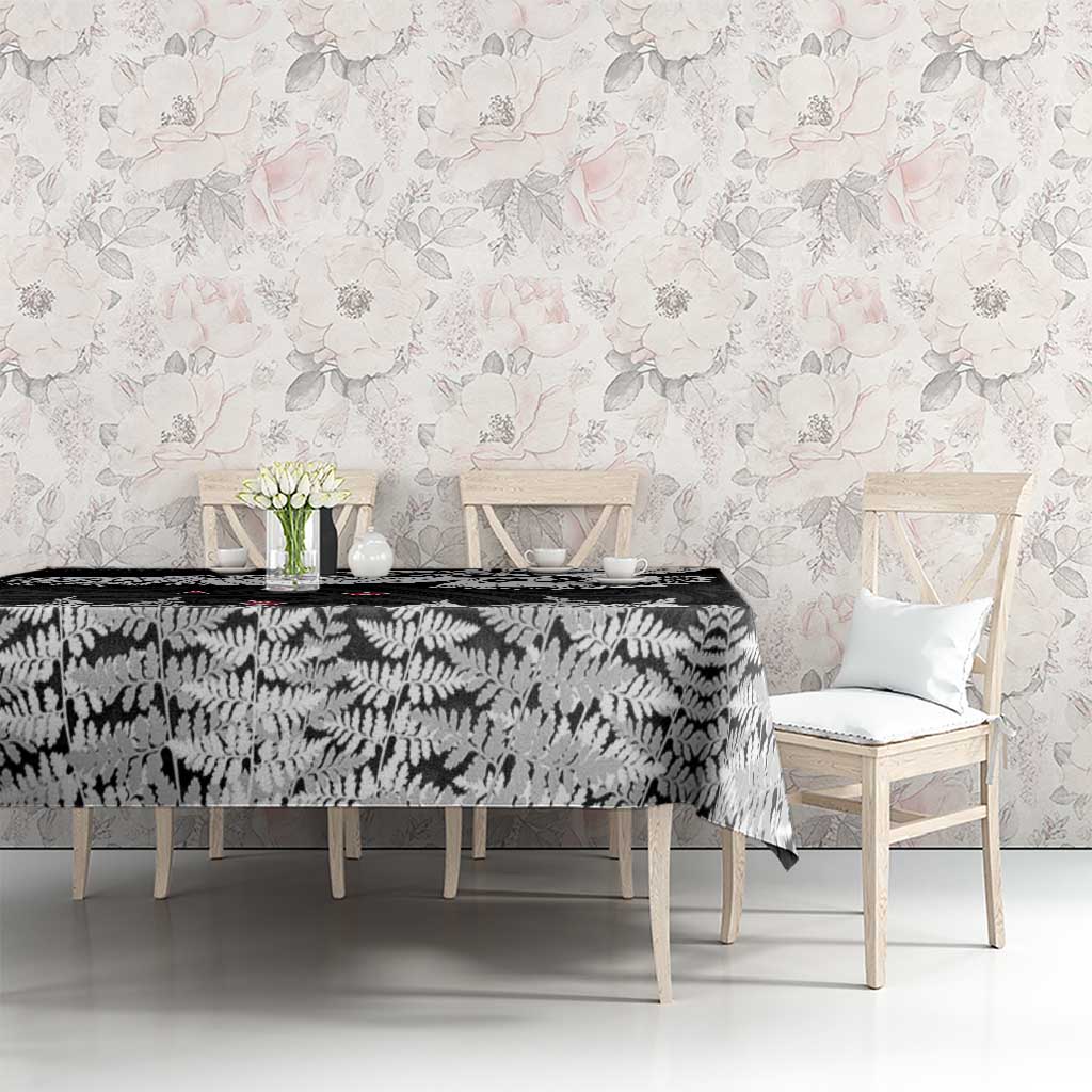New Zealand Kea Bird Tablecloth Maori Tattoo and Silver Fern Black Color LT03 - Polynesian Pride
