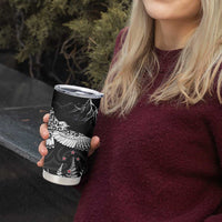 New Zealand Kea Bird Tumbler Cup Maori Tattoo and Silver Fern Black Color LT03 - Polynesian Pride