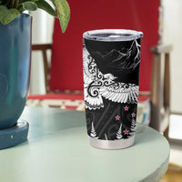 New Zealand Kea Bird Tumbler Cup Maori Tattoo and Silver Fern Black Color LT03 - Polynesian Pride