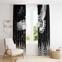 New Zealand Kea Bird Window Curtain Maori Tattoo and Silver Fern Black Color LT03 - Polynesian Pride