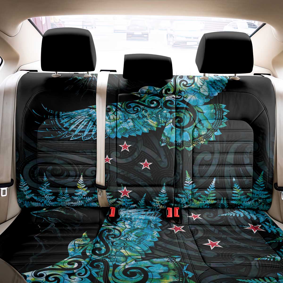 New Zealand Kea Bird Back Car Seat Cover Maori Tattoo and Silver Fern Paua Shell Style LT03 - Polynesian Pride