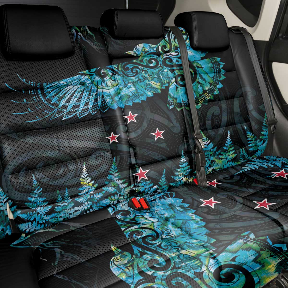 New Zealand Kea Bird Back Car Seat Cover Maori Tattoo and Silver Fern Paua Shell Style LT03 - Polynesian Pride