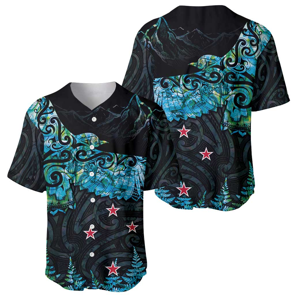 New Zealand Kea Bird Baseball Jersey Maori Tattoo and Silver Fern Paua Shell Style LT03 - Polynesian Pride
