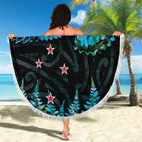 New Zealand Kea Bird Beach Blanket Maori Tattoo and Silver Fern Paua Shell Style LT03 - Polynesian Pride