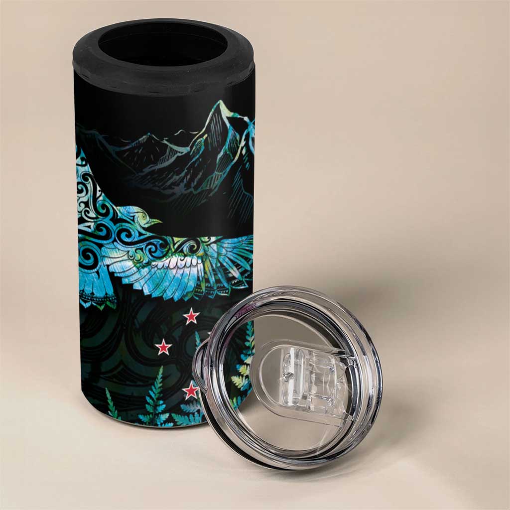 New Zealand Kea Bird 4 in 1 Can Cooler Tumbler Maori Tattoo and Silver Fern Paua Shell Style LT03 - Polynesian Pride