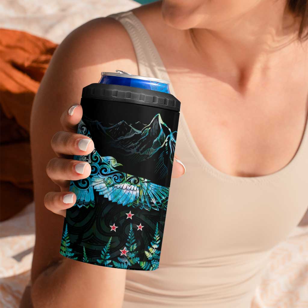 New Zealand Kea Bird 4 in 1 Can Cooler Tumbler Maori Tattoo and Silver Fern Paua Shell Style LT03 - Polynesian Pride