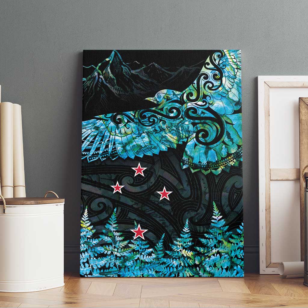 New Zealand Kea Bird Canvas Wall Art Maori Tattoo and Silver Fern Paua Shell Style LT03 - Polynesian Pride