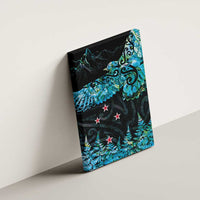 New Zealand Kea Bird Canvas Wall Art Maori Tattoo and Silver Fern Paua Shell Style LT03 - Polynesian Pride