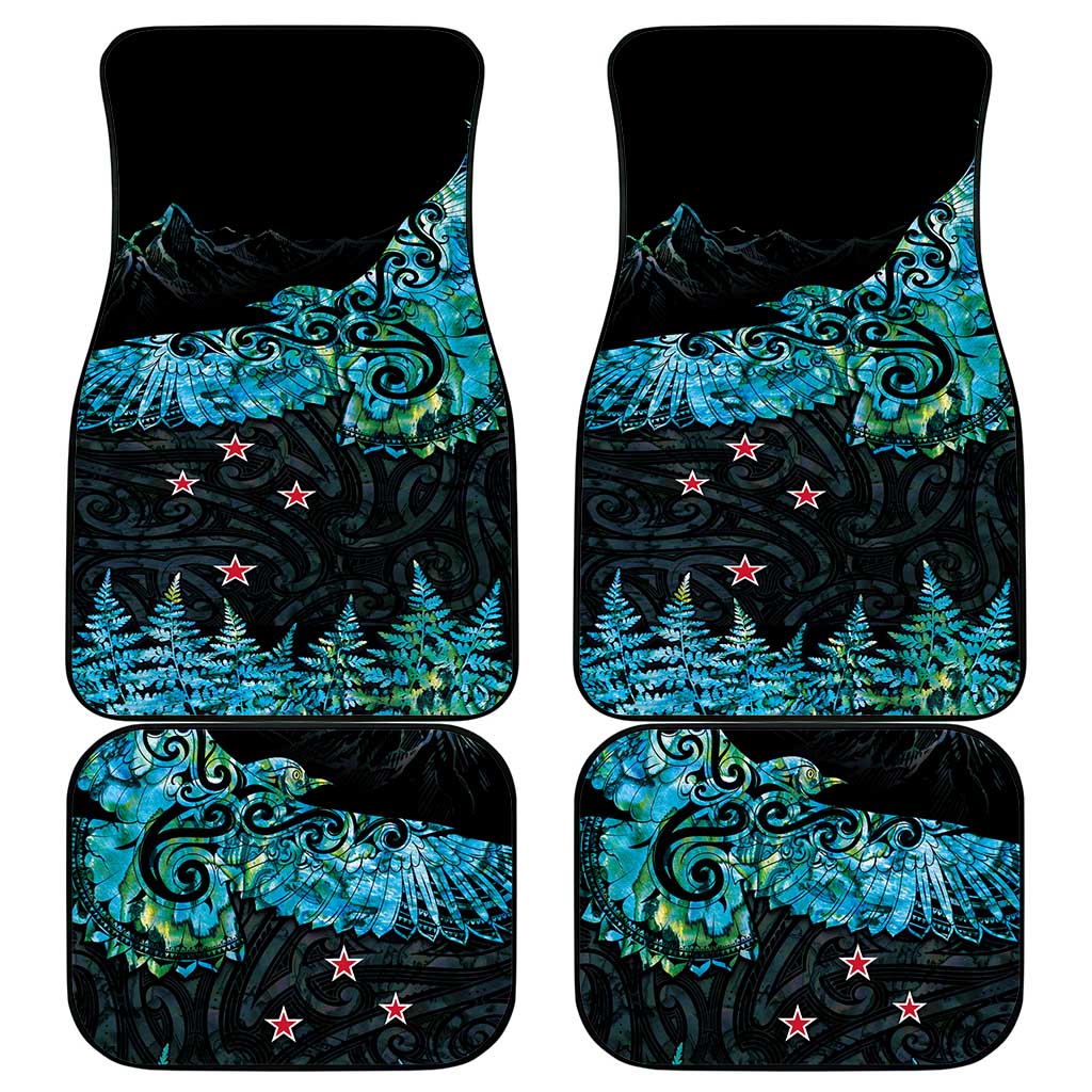 New Zealand Kea Bird Car Mats Maori Tattoo and Silver Fern Paua Shell Style LT03 - Polynesian Pride