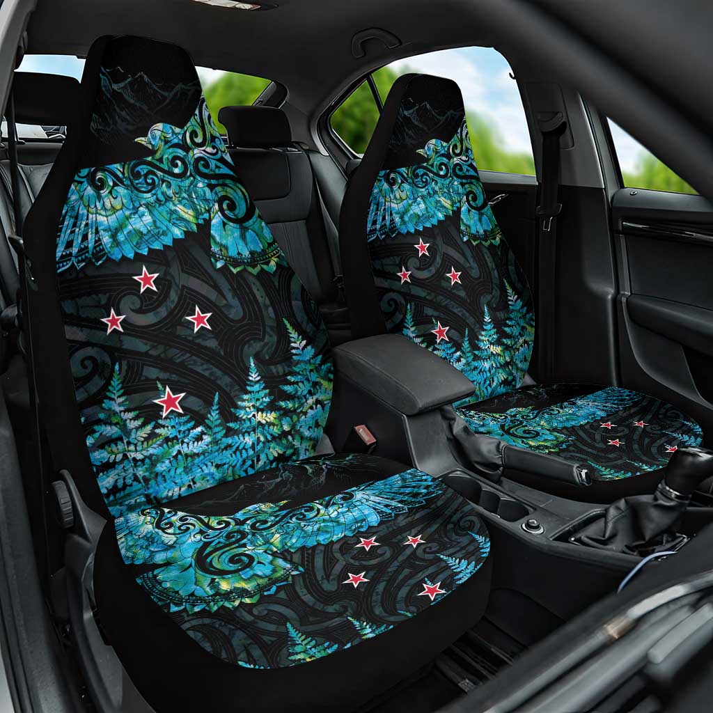 New Zealand Kea Bird Car Seat Cover Maori Tattoo and Silver Fern Paua Shell Style LT03 One Size Black - Polynesian Pride
