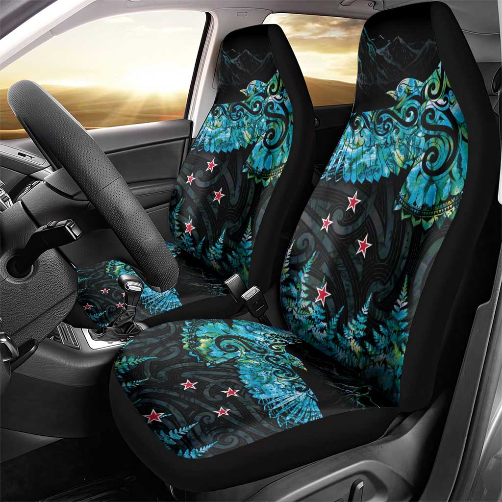New Zealand Kea Bird Car Seat Cover Maori Tattoo and Silver Fern Paua Shell Style LT03 - Polynesian Pride