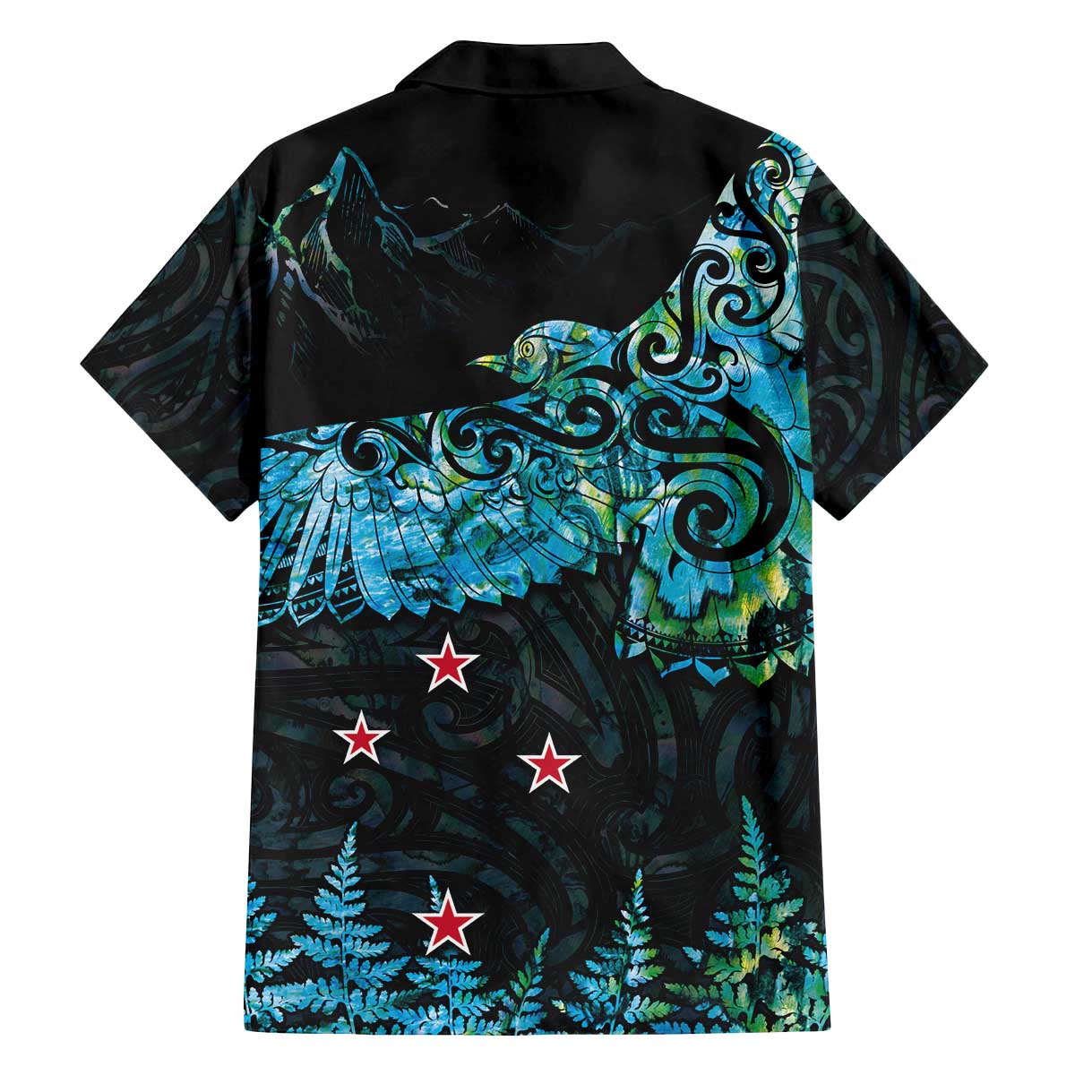 New Zealand Kea Bird Family Matching Off Shoulder Short Dress and Hawaiian Shirt Maori Tattoo and Silver Fern Paua Shell Style LT03 - Polynesian Pride