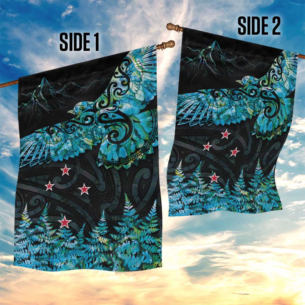 New Zealand Kea Bird Garden Flag Maori Tattoo and Silver Fern Paua Shell Style LT03 - Polynesian Pride