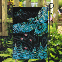 New Zealand Kea Bird Garden Flag Maori Tattoo and Silver Fern Paua Shell Style LT03 Garden Flag Black - Polynesian Pride