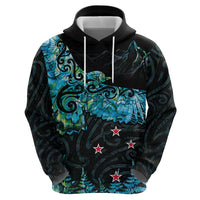 New Zealand Kea Bird Hoodie Maori Tattoo and Silver Fern Paua Shell Style LT03 - Polynesian Pride