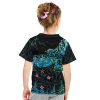 New Zealand Kea Bird Kid T Shirt Maori Tattoo and Silver Fern Paua Shell Style LT03 - Polynesian Pride