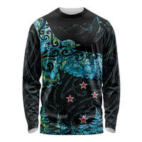 New Zealand Kea Bird Long Sleeve Shirt Maori Tattoo and Silver Fern Paua Shell Style LT03 Unisex Black - Polynesian Pride