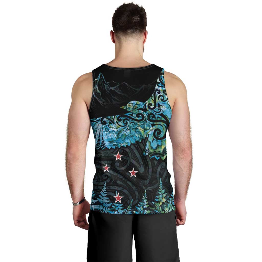 New Zealand Kea Bird Men Tank Top Maori Tattoo and Silver Fern Paua Shell Style LT03 - Polynesian Pride