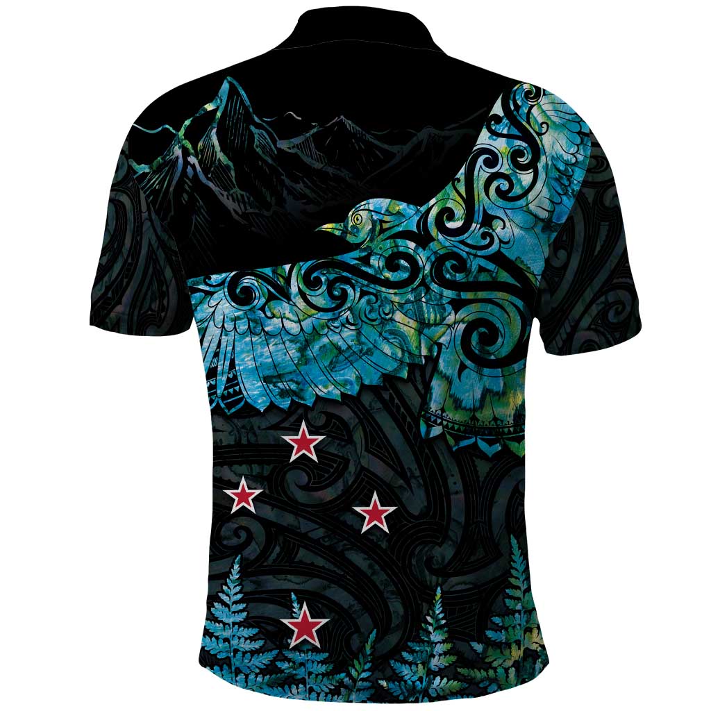 New Zealand Kea Bird Polo Shirt Maori Tattoo and Silver Fern Paua Shell Style LT03 - Polynesian Pride