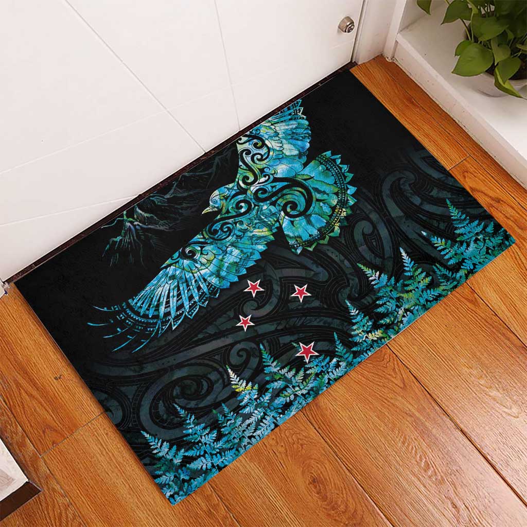 New Zealand Kea Bird Rubber Doormat Maori Tattoo and Silver Fern Paua Shell Style LT03 - Polynesian Pride