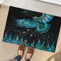 New Zealand Kea Bird Rubber Doormat Maori Tattoo and Silver Fern Paua Shell Style LT03 - Polynesian Pride