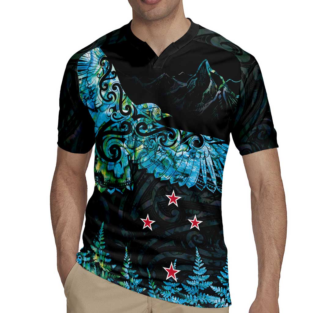 New Zealand Kea Bird Rugby Jersey Maori Tattoo and Silver Fern Paua Shell Style LT03 - Polynesian Pride