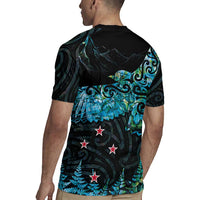 New Zealand Kea Bird Rugby Jersey Maori Tattoo and Silver Fern Paua Shell Style LT03 - Polynesian Pride
