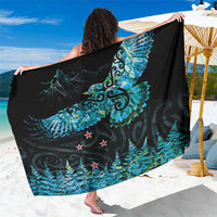 New Zealand Kea Bird Sarong Maori Tattoo and Silver Fern Paua Shell Style LT03 One Size 44 x 66 inches Black - Polynesian Pride