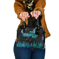 New Zealand Kea Bird Shoulder Handbag Maori Tattoo and Silver Fern Paua Shell Style LT03 One Size Black - Polynesian Pride
