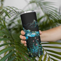 New Zealand Kea Bird Skinny Tumbler Maori Tattoo and Silver Fern Paua Shell Style LT03 - Polynesian Pride