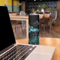 New Zealand Kea Bird Skinny Tumbler Maori Tattoo and Silver Fern Paua Shell Style LT03 - Polynesian Pride