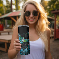 New Zealand Kea Bird Skinny Tumbler Maori Tattoo and Silver Fern Paua Shell Style LT03 - Polynesian Pride