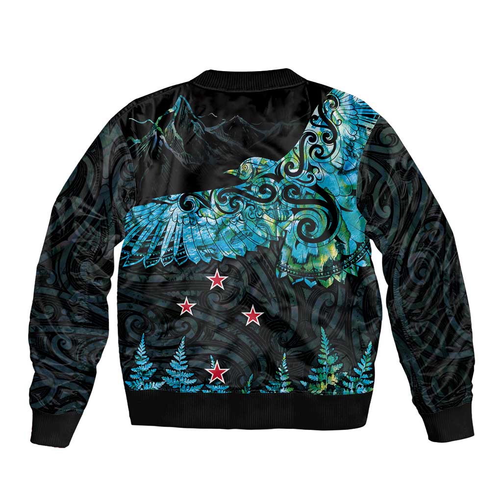 New Zealand Kea Bird Sleeve Zip Bomber Jacket Maori Tattoo and Silver Fern Paua Shell Style LT03 - Polynesian Pride