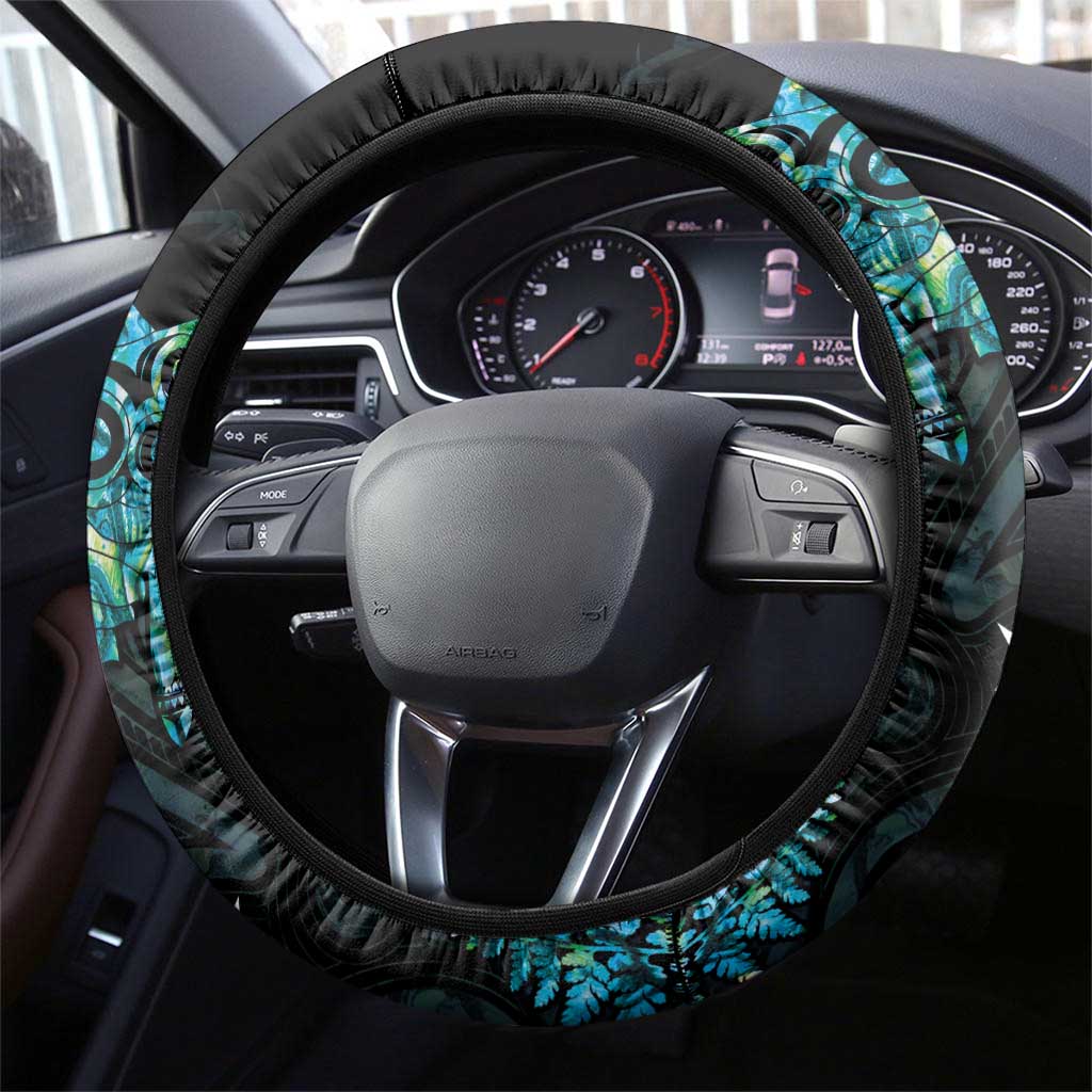 New Zealand Kea Bird Steering Wheel Cover Maori Tattoo and Silver Fern Paua Shell Style LT03 - Polynesian Pride