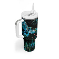 New Zealand Kea Bird Tumbler With Handle Maori Tattoo and Silver Fern Paua Shell Style LT03 - Polynesian Pride