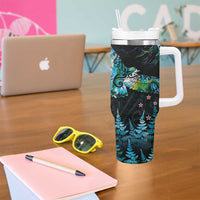 New Zealand Kea Bird Tumbler With Handle Maori Tattoo and Silver Fern Paua Shell Style LT03 - Polynesian Pride