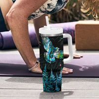 New Zealand Kea Bird Tumbler With Handle Maori Tattoo and Silver Fern Paua Shell Style LT03 - Polynesian Pride