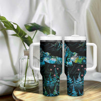 New Zealand Kea Bird Tumbler With Handle Maori Tattoo and Silver Fern Paua Shell Style LT03 - Polynesian Pride
