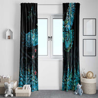 New Zealand Kea Bird Window Curtain Maori Tattoo and Silver Fern Paua Shell Style LT03 - Polynesian Pride