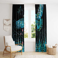 New Zealand Kea Bird Window Curtain Maori Tattoo and Silver Fern Paua Shell Style LT03 - Polynesian Pride