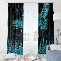 New Zealand Kea Bird Window Curtain Maori Tattoo and Silver Fern Paua Shell Style LT03 - Polynesian Pride